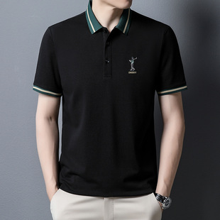 Explosions Little People Golf Men's Pure Cotton polo Summer Short Sleeve Color Insert Live Douyin Fast Hand Foreign Trade Special contribution