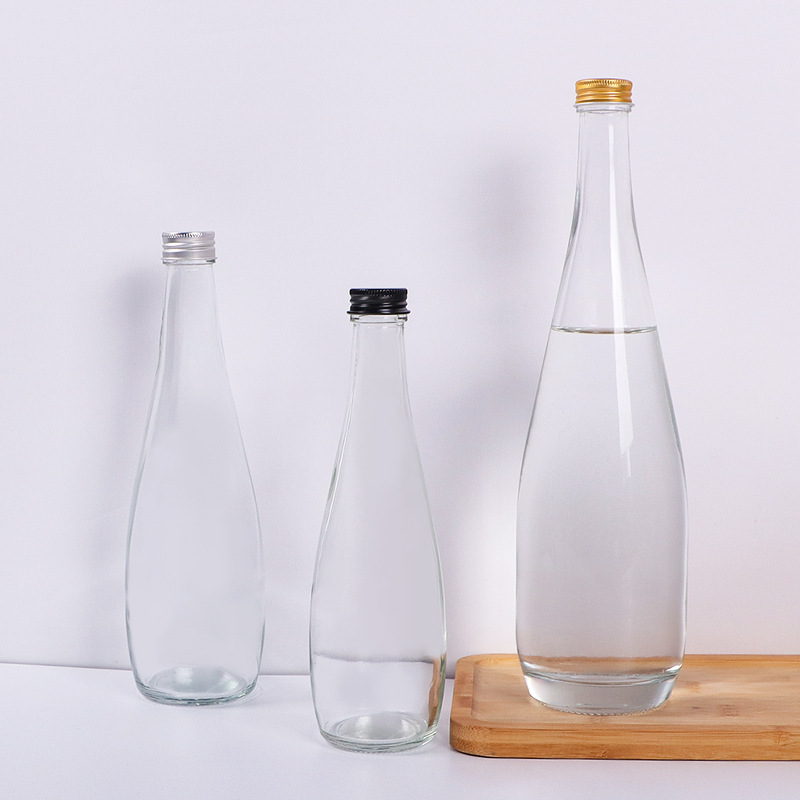 500ml750ml透明高质量依云玻璃饮料瓶