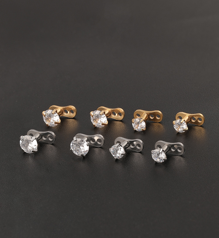 Silver pointed spike labret stud material detail