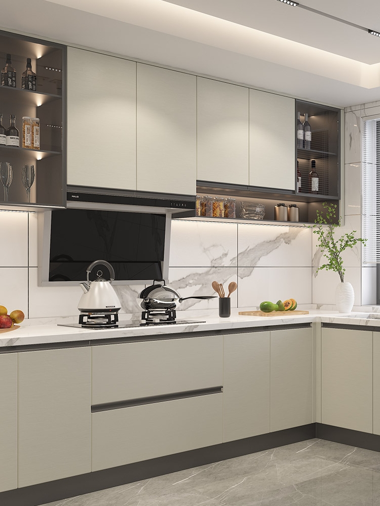 官方金牌厨柜厨房整体橱柜可定家用石英石台面灶台柜橱柜一体客厅