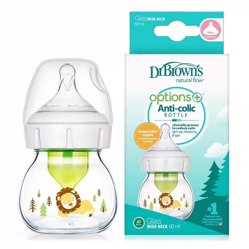 Dr. Brown feeding bottle newborn baby anti-flatulence newborn 60ml anti-choking milk drinking glass feeding bottle