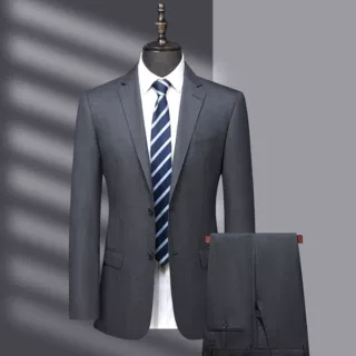 精纺羊毛西服套装春秋季新款商务潮流男士中青年时尚高档正装西装