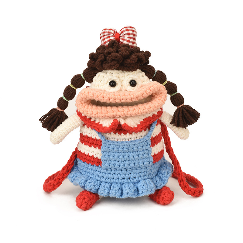 Muñecas feas y bonitas, bolsas de hombro para niños y niñas, bolsas de gancho de lana hechas a mano, bolsas para bebés, bolsas para niños de otoño y invierno