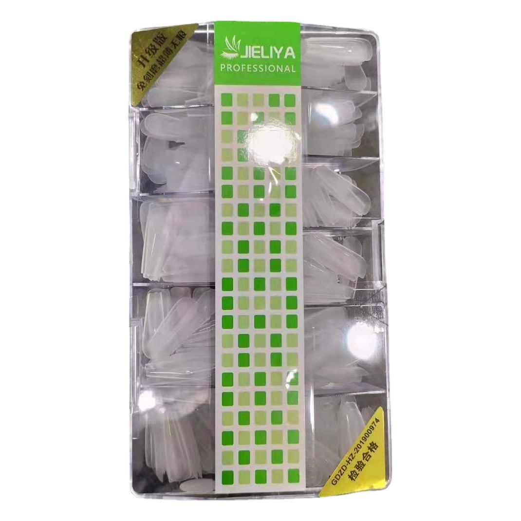 Manicure and Fake Nails 408 Pieces Boxed Single Number Ultra-Thin Traceless Frosted Trapezoidal Nail Tip Transparent Nail Piece Single Box