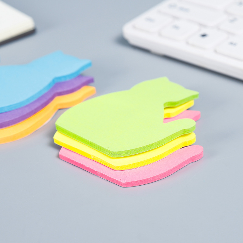 30g Weight 1 Piece Quantity Learning Occasion Animal Pattern Cute Style Cute Cartoon Cat-shaped Sticky Notes Office Note Paper Wholesale 1