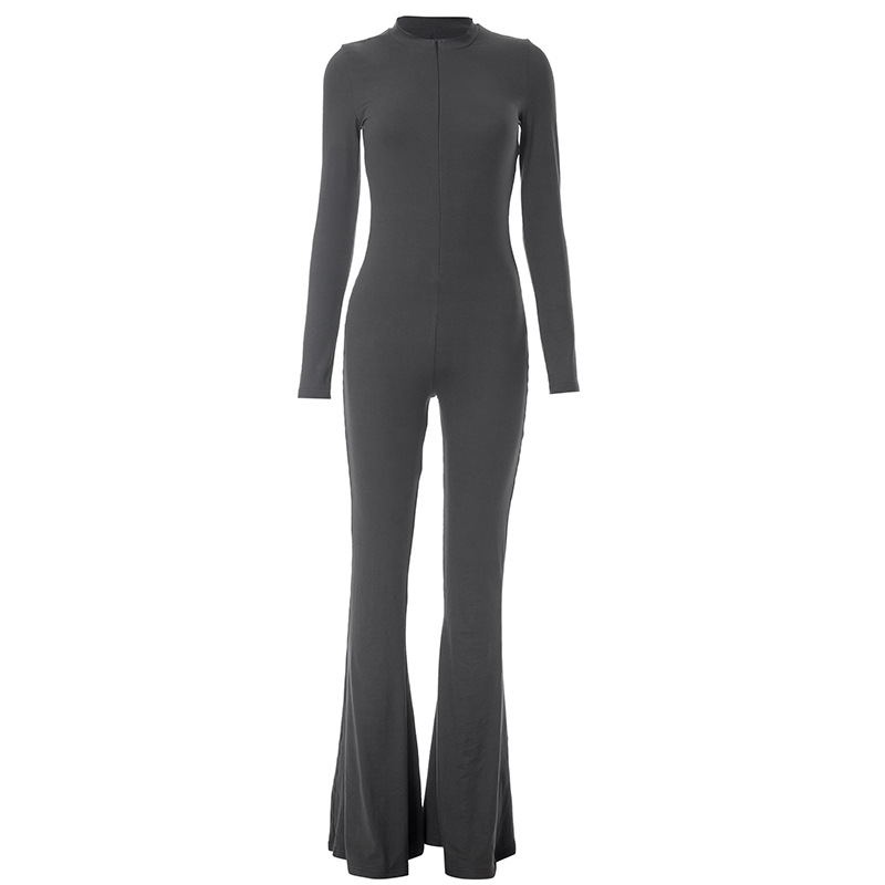 Women Autumn Winter Long Sleeve Flared Pants Slim Sexy Jumpsuit