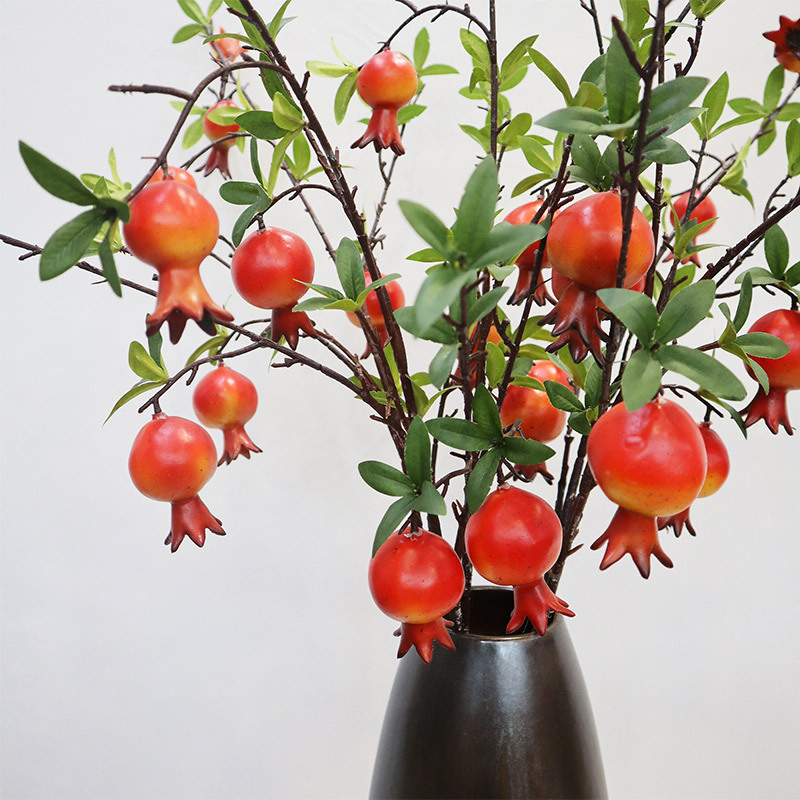 模造花ザクロ果装飾装飾品シンプルでファッション的なリビングテーブルの偽花の枝の乾いた花の枝の生け花の置物|undefined
