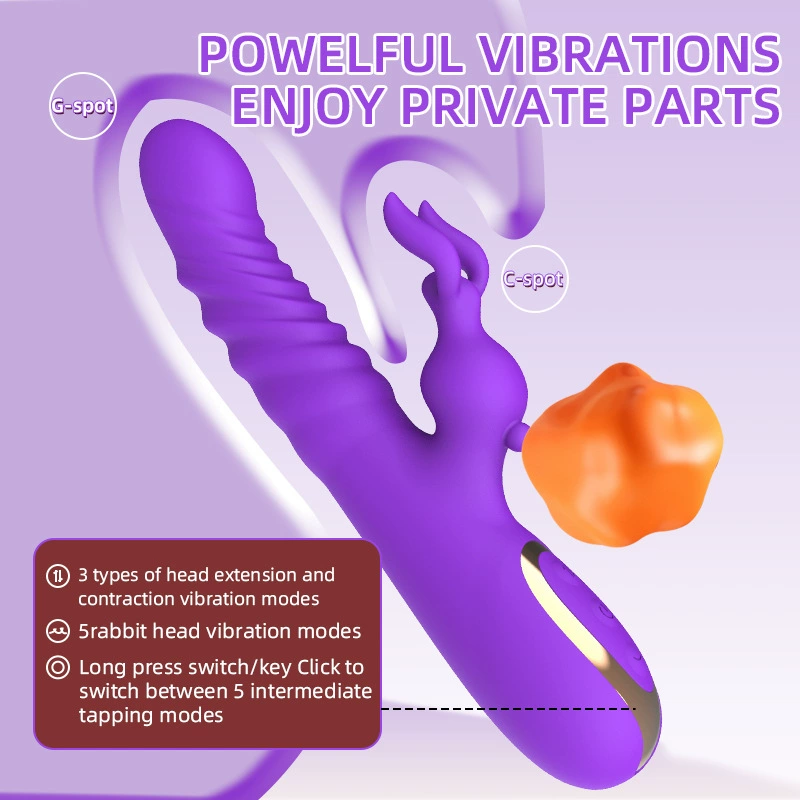 Женский вибратор-кролик с выдвижным механизмом, двойной стимуляцией G-точки, искусственный пенис, выдвижной вибратор для женщин.