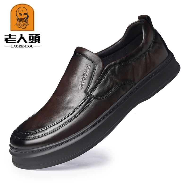 Старик голова весна и осень новый кожаный модный тренд повседневная кожаная обувь мужская удобная дышащая мягкая подошва мужская обувь 18032