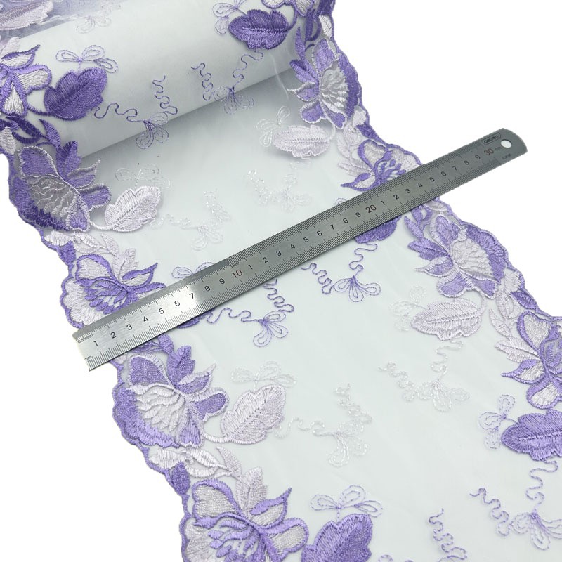 Hijo de malla doble pequeña ropa interior de flores bordadas encaje hecho a mano diy flores púrpura encaje accesorios al por mayor