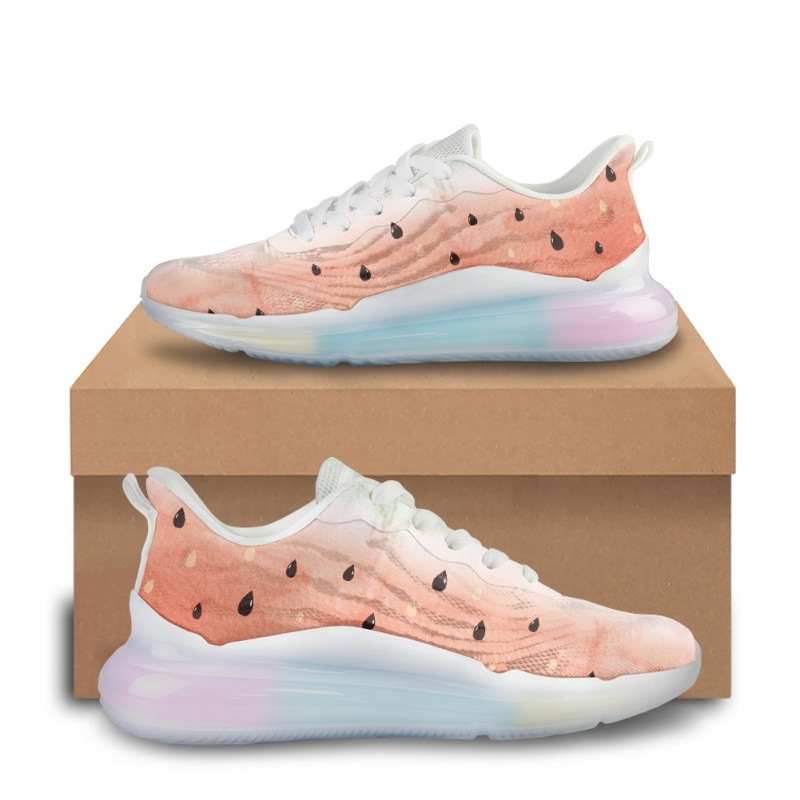 아마존 베스트셀러 여성 야외 운동화, 디자인 에어 쿠션 신발 두꺼운 바닥 플라이 짠 신발 최소 주문 도매