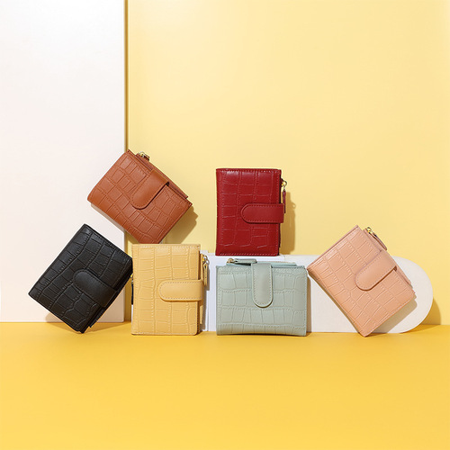 New Women's Ultra-Slim Double Fold Zero Wallet Card Holder Student Korean Style Simple Short Handbag