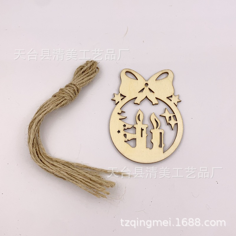 Tronco hueco campana de Navidad vela hoja de madera decoración vela de Navidad colgante 10 paquete con cuerda de cáñamo