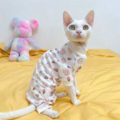 スフィンクスの毛のない猫のドイツ語の服の春の夏の薄いタイプのかわいいエアコンの部屋は底の弾力の猫の四足の服を打ちます。
