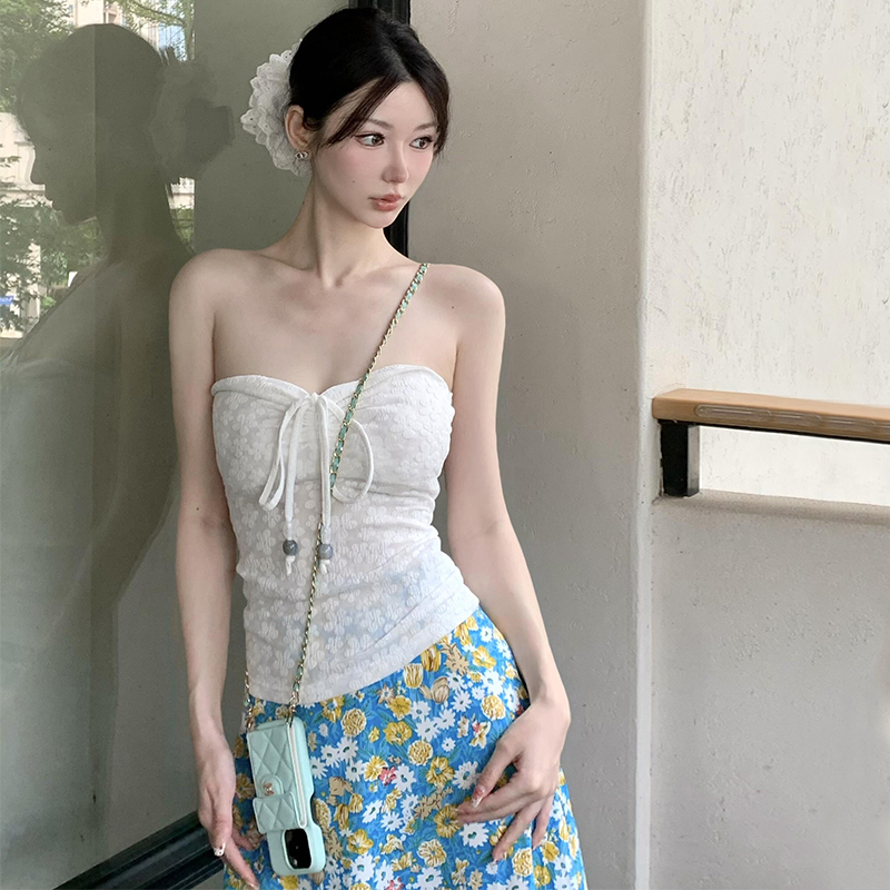 ホットガールサスペンダー花柄ドレス婦人服 2025 夏の新スタイル着用ホルターネックチューブトップストラップホルターベスト|undefined