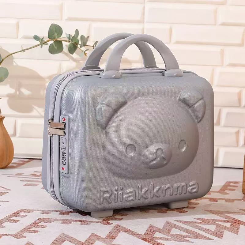 Mini maleta de oso de dibujos animados lindo para niños de 14 pulgadas, maleta de contraseña, maleta de almacenamiento, maleta de embarque, regalo de mano