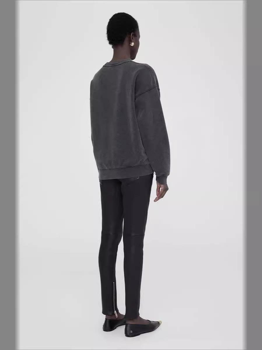 欧米風24新型ab重工水洗い斑点豹模様プリントストレート丸首ゆるいガーディアン女性