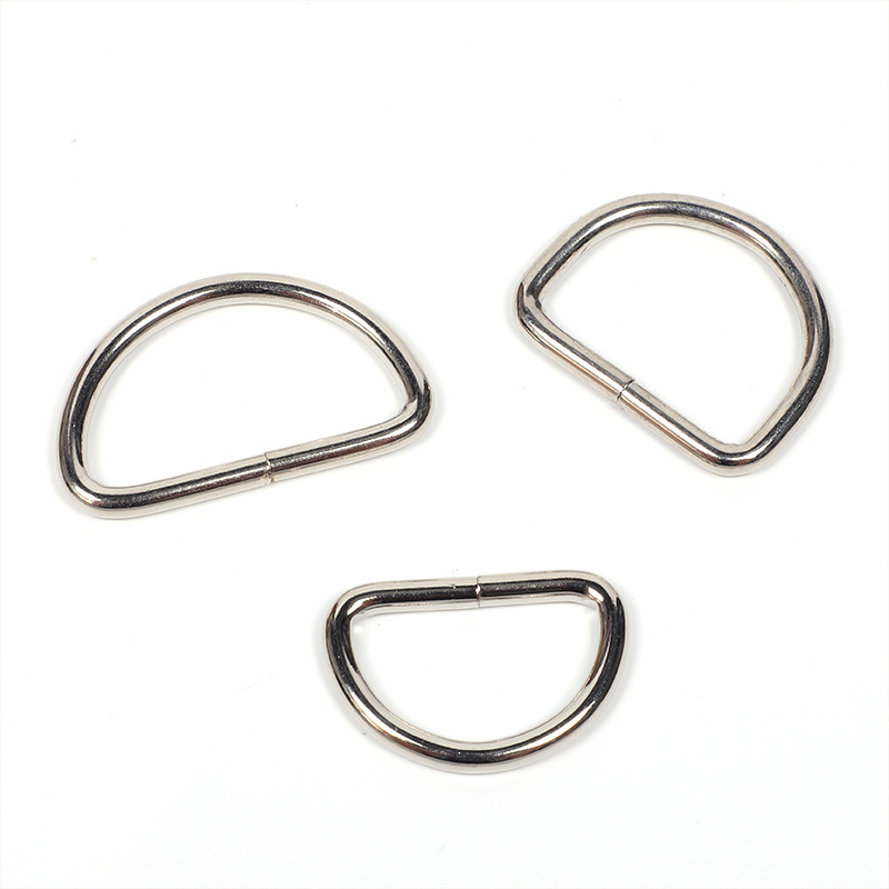 Suministro de stock de metal D-buckle multi-tamaño semicircular D-ring D-buckle pet collar D-buckle hardware accesorios de bolsas