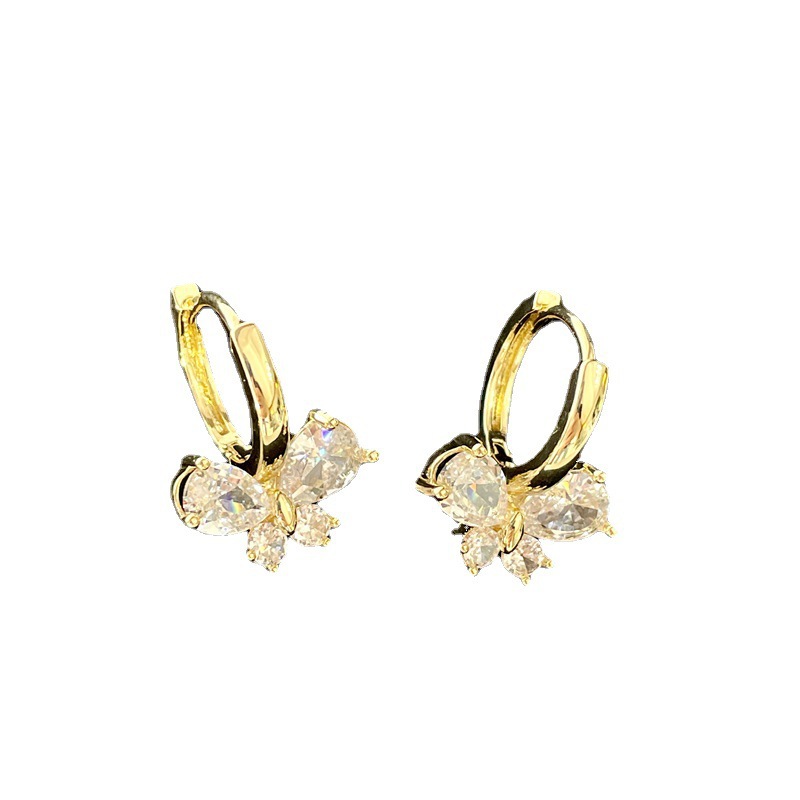 Super Flash ZIRCON mariposa pendientes 2022 nueva moda femenina nicho diseño pendientes Corea del Sur elegante hebilla de oreja de alto grado