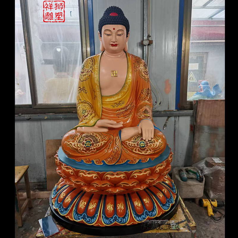 寺院大殿佛像释迦牟尼铜雕三宝佛像阿弥陀佛佛堂造像摆件批发厂家