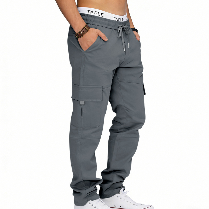Men's Clothing Men's Casual Trousers Loose Fit Multi Pocket Cargo Pants Patchwork Straight Leg For Formal & Casual_viptrois.com