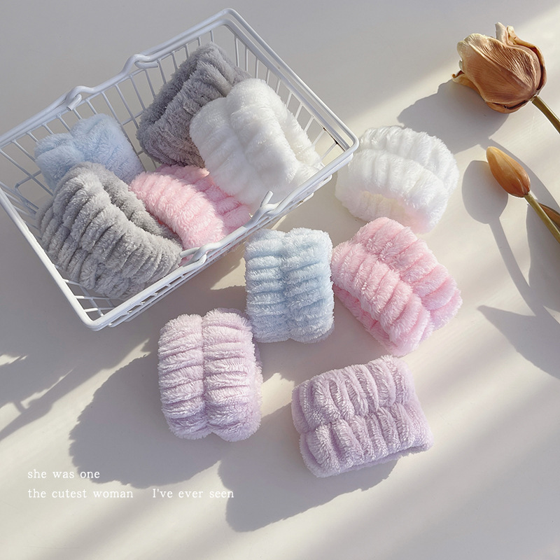 Lavar la cara correa de muñeca artefacto de absorción de agua pelúcia cabello cordón de cabeza de doble uso toalla de mano a prueba de humedad cabello para lavar anillo de cabello especial