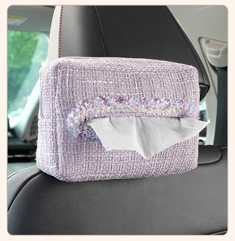 Creative Car Tissue Box Small Fragrance Car Tissue Box Hanging Bag Car Armrest Box Tissue Bag Interior Supplies