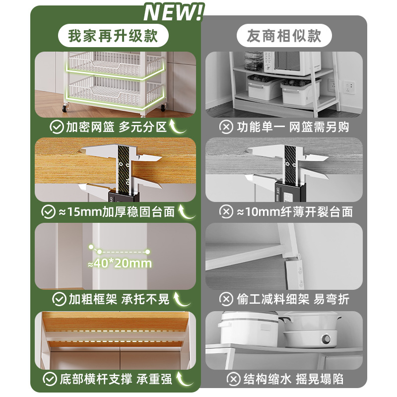 Estante de almacenamiento de cocina tipo piso estante de horno de microondas multicapa doméstico canasta de verduras multifuncional estante de almacenamiento de ranura estrecha