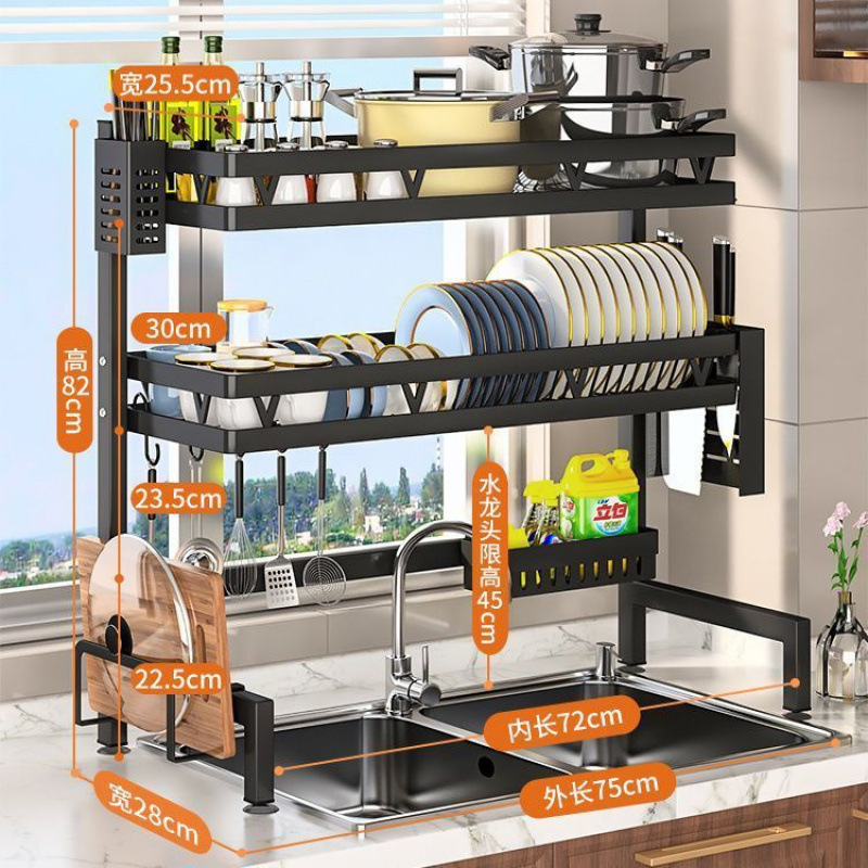 キッチン収納キッチンシンク排水ラック収納ラック家庭用プレート収納ラック多機能シンク食器棚ボウル|undefined