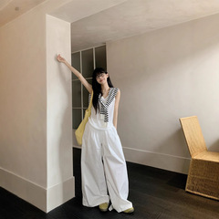 実写2025夏の新型のゆったりとしたカジュアルで怠惰な風の広い足のズボンのベストのマントのファッションセット81887