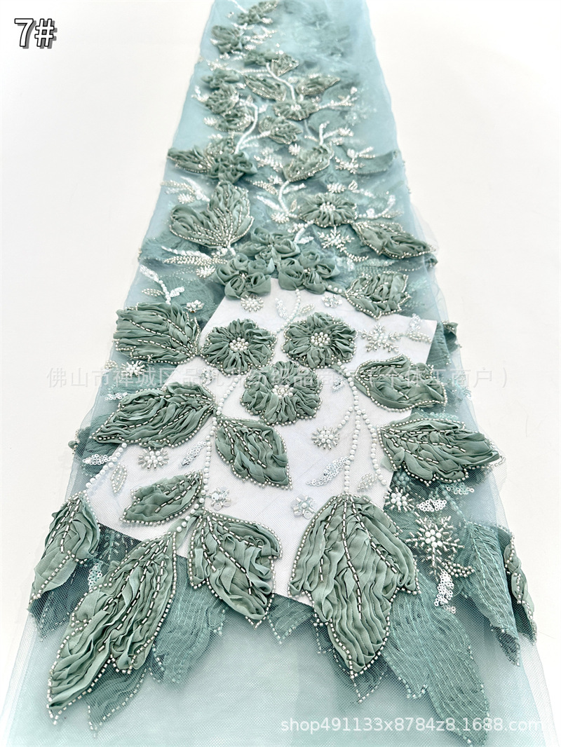 Tubo de cuentas con tela de flor de encaje fresco y hermoso vestido de novia de alta calidad cena falda de baile vestido tela