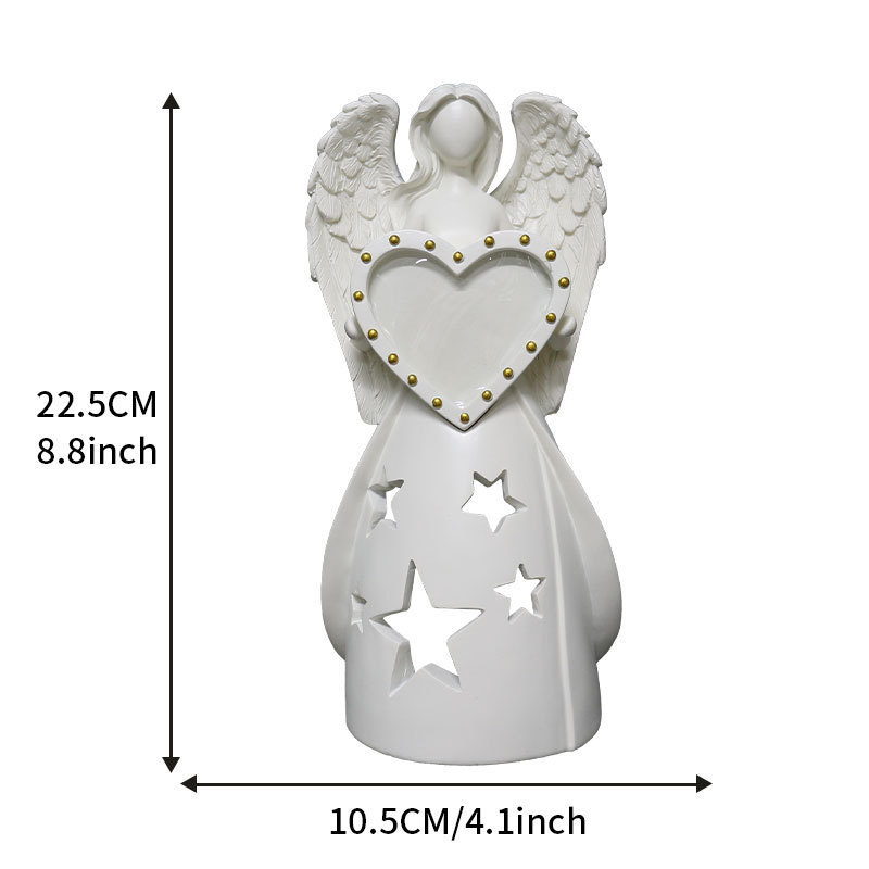  Special Angel Photo Frame Candlestick Sculpture Replaceable Photo Frame Paper Commemorative Gift Resin Home Living Room Ornaments