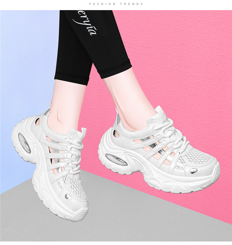 Giày sneaker nữ đế dày lưới thoáng khí phong cách thể thao gót 5 cm — 7234 bột sâm panh cao gót 5cm, 7234 gót trắng cao 5cm chi tiết 11