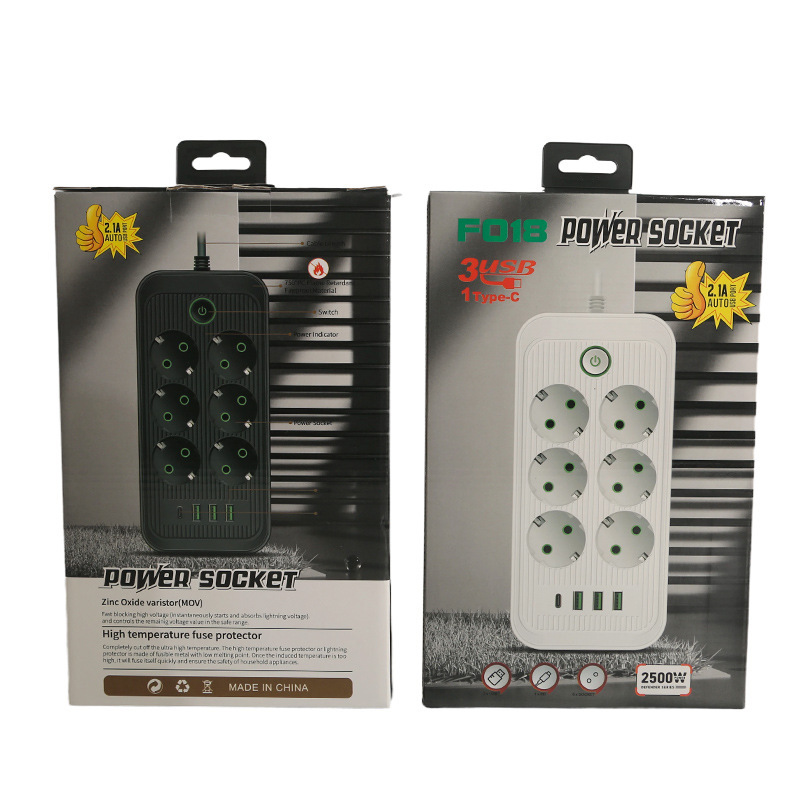 3USB + 1Type-C interfaz de casca negra casca blanca orificio de conexión europea estándar europeo caja de comercio electrónico transfronterizo ruso