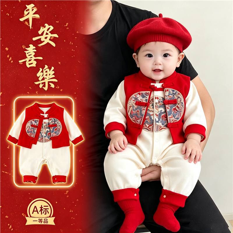 Baby clothes for boys and girls, spring outfits, first birthday ceremony attire, autumn centenary birthday banquet Tang suit, romper, centenary banquet dress