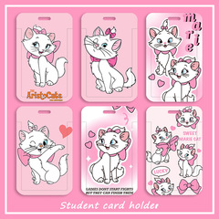 Cute Bus Card Holder Student Meal Card Campus Access Card ID Factory Brand Mary Cat Card Case Keychain