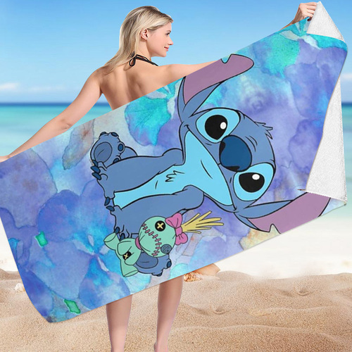 Cross-border Stitch cartoon beach towel microfiber double-sided velvet beach towel bath towel versatile square towel beach towel