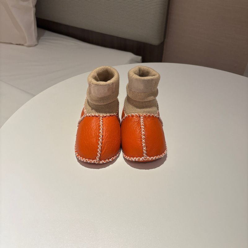 桑坡纯色羊皮毛一体宝宝棉鞋婴幼儿鞋室内步前鞋袜软底男宝女宝|undefined