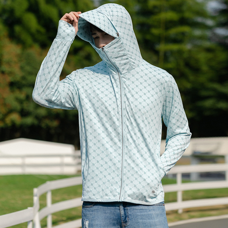 B-shaped hielo rápido secado chaqueta de protección solar hombre verano anti-UV delgado transpirable ropa de pesca de moda pareja