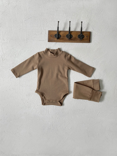 2026 Baby Autumn/Winter High Collar A-Grade Cotton All-in-One Suit + High-Waist Leggings Set Baby Home Clothing