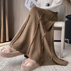秋冬の女性用ソフトワックスツイストニットスカート、ハイウエスト、ヒップカバー、プリーツAラインタッセルローエッジスカート