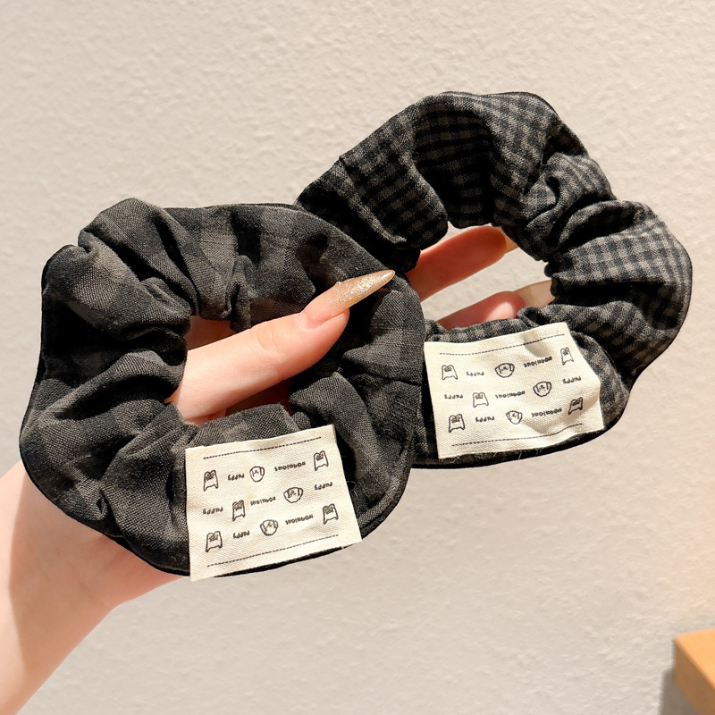 Colegio gris de viento cuadriculado anillo de cabello intestino grueso estudiantes de cabello simple cuerda de cabello universal cuerda de cabello de niña