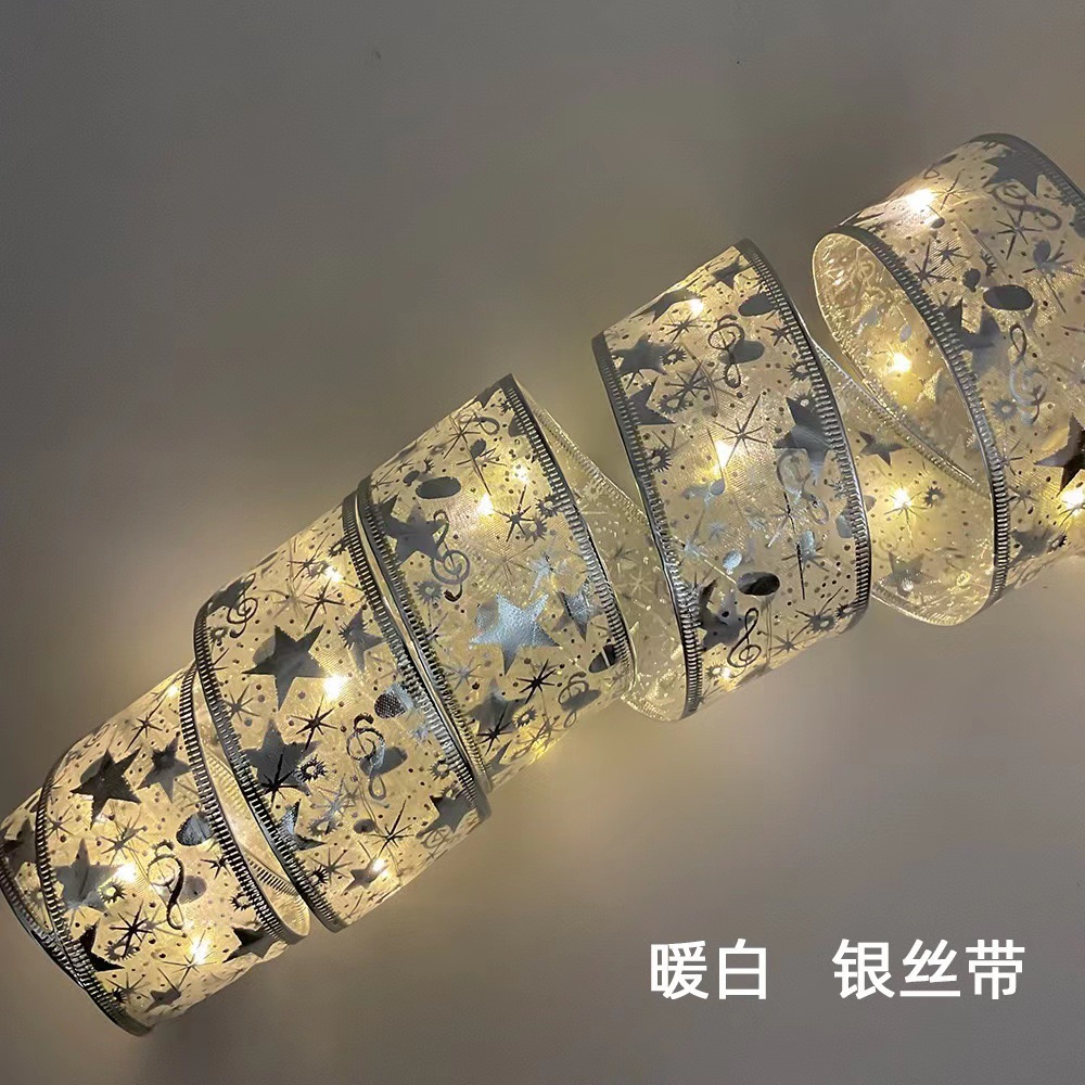 Nuevos productos transfronterizos LED alambre de cobre seda string luz de cinta de Navidad arco luz de cinta de color árbol de Navidad luz decorativa