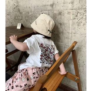 2025 Summer New Baby Girl suit Korean Casual All-match Cute Cartoon Short-sleeved T-shirt Full Print Casual Pants