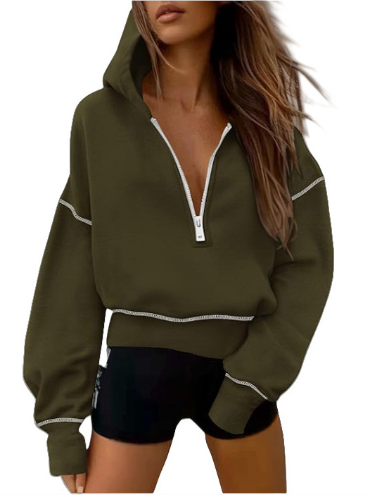 Short sweatshirt with zipper with hood