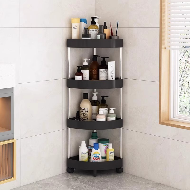 Hole-Free Triangular Storage Rack Floor-Standing Kitchen Corner Bathroom Bathroom Corner Multi-Layer Toilet Storage Storage Rack