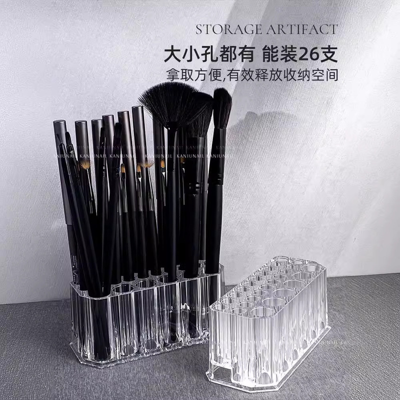 ネイルアートツール収納ペンホルダー高透明 26 穴アクリルネイルアートブラシ分類収納実用的なデスクトップボックス卸売|undefined