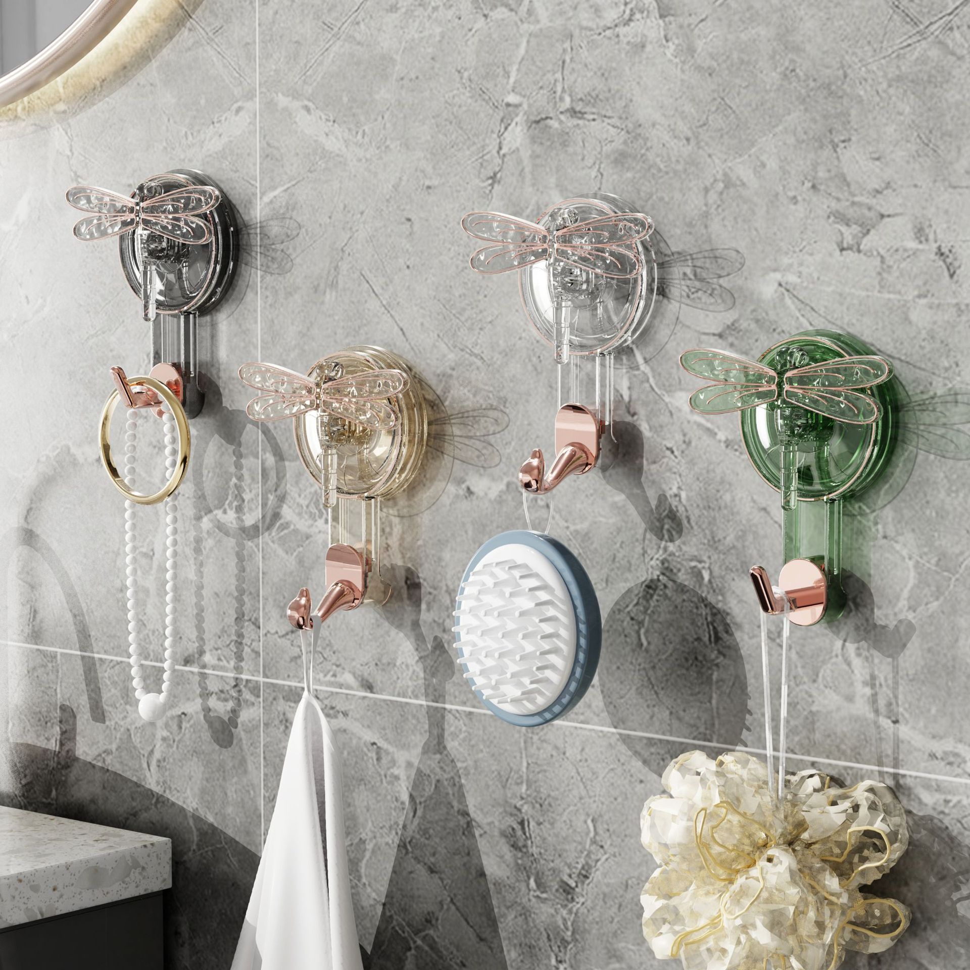 Ligero y lujoso hogar sin perforación gancho de ventosa fuerte toalla de ventosa de vacío cocina gancho adhesivo sin rastro gancho