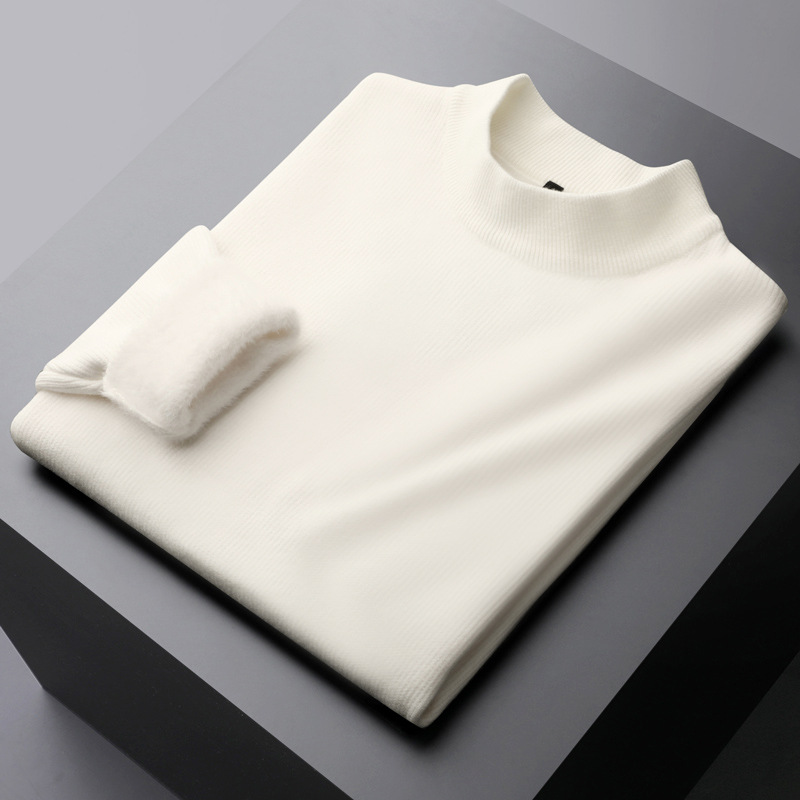 Hombres una sola camisa de lana otoño-invierno nueva camisa de punto para hombres flojo suéter de lana gruesa suéter de color sólido moda