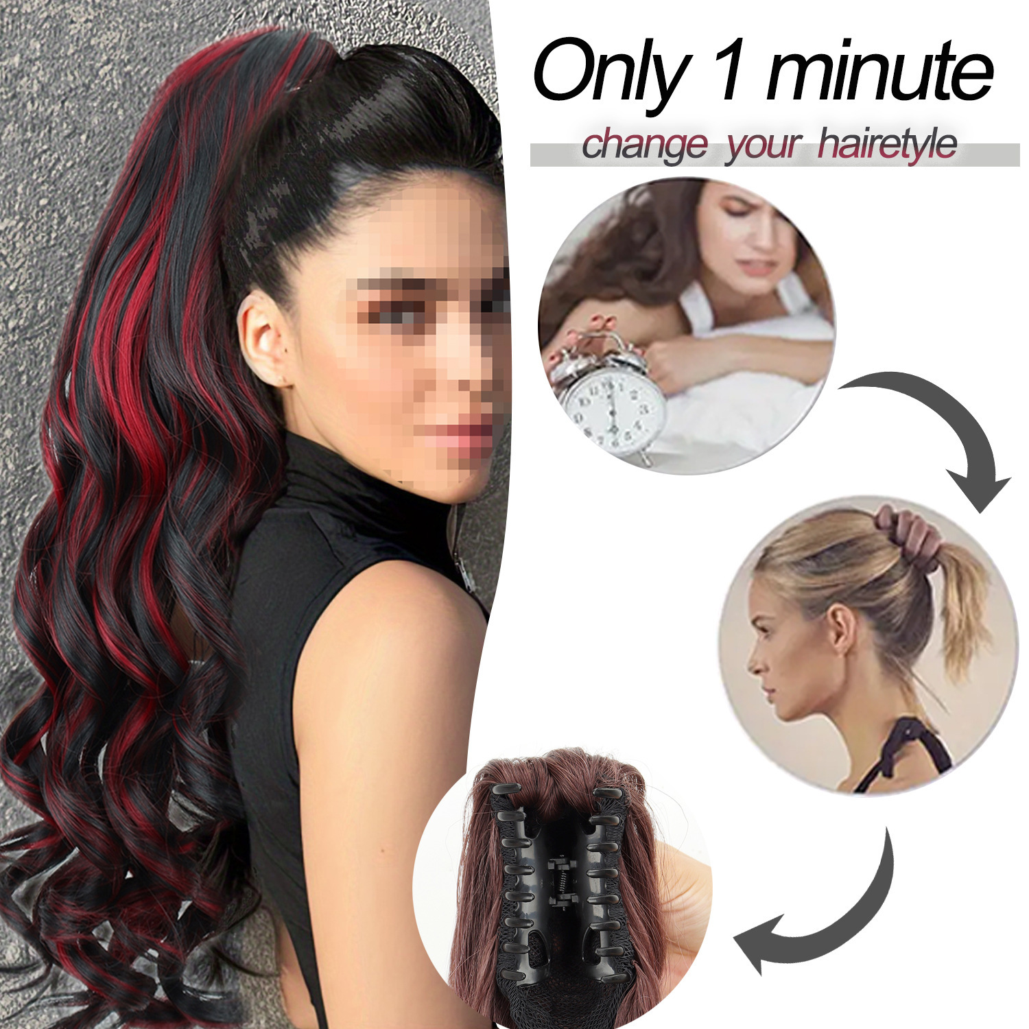 Transfronterizos para el comercio exterior de Europa y los Estados Unidos, nuevo clip de agarre invisible para el cabello de cola de caballo.